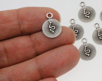 17x13mm Snake Medallion, Snake Necklace, Silver Disc Pendant, Round Snake Charms Pendant, Silver Plated, Mini Animal Charms 20pcs ZM996as