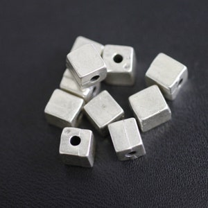 10 Dice, Square Cube Beads, Metal beads, Zamak beads, , Cube Beads, Silver Spacer Beads, wholesale Jewelry Making Supplies, ZM185as