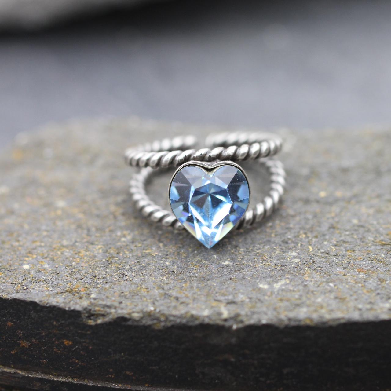 Swarovski Crystal Heart Ring, Statement Ring, Sparkling Ring, Gift 