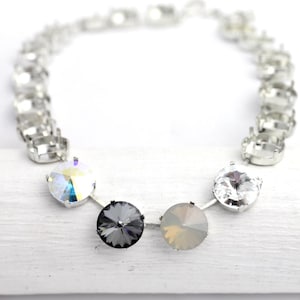 14mm Empty cup chain necklace setting for Swarovski and Preciosa Rivoli Crystals Rhodium Plated, DIY Necklace Setting, Necklace Base, FK3rh