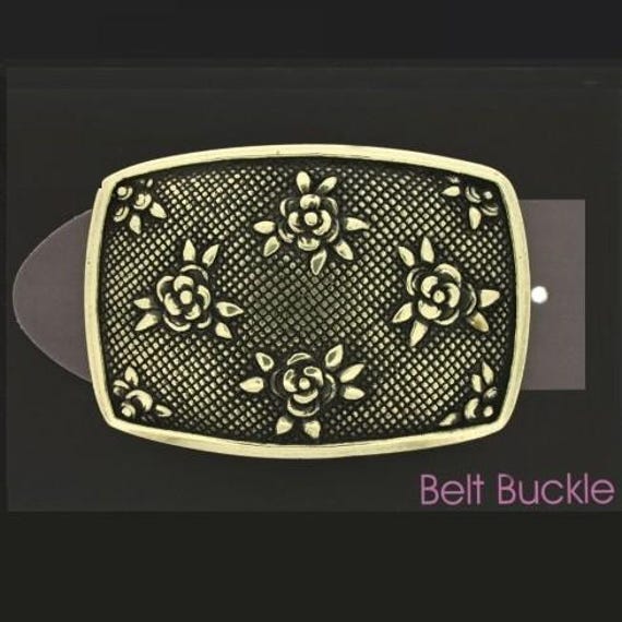 CHOCOLATE DIAMOND AND BRASS WOMENS BELT BUCKLE FLORAL MOTIF Amazon.com: KLAMRA Leather Belt with brass buckle Rose  main image 3