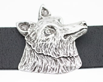 スナップベルト用シルバーウルフベルトバックル、動物バックル、ウルフ