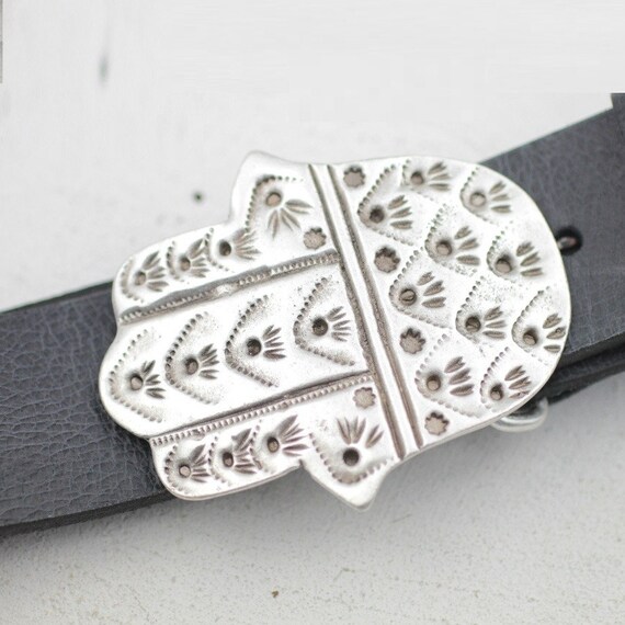 Hamsa Hand Belt Buckle, Hand of Fatima Belt Buckle, Bohemian 