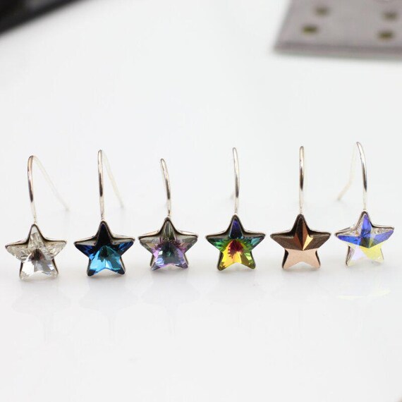 海外限定スパイク販売 1 Pair 925 Silver Star Earrings, Sterling Silver Hook アクセサリー