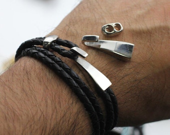 1 Stainless Steel Bracelet Clasps 8x4mm Leather Cord Clasps, Clasps for Bracelet, Hook Bracelet Clasps, leather bracelet making, ZM1158