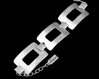 Bransoletka z zawieszką Silver Rectangle Charm, Bransoletka geometryczna, Bransoletka typu statement, Bransoletka nowoczesna, Bransoletka boho, Prezent dla niej, Prezent świąteczny, B153
