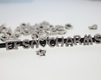 10 Silver Letter Spacer Beads, Initial Letter Beads, Personalized Alphabet Beads, DIY Bracelet, Jewelry Findings for Wholesale Price ZM208as