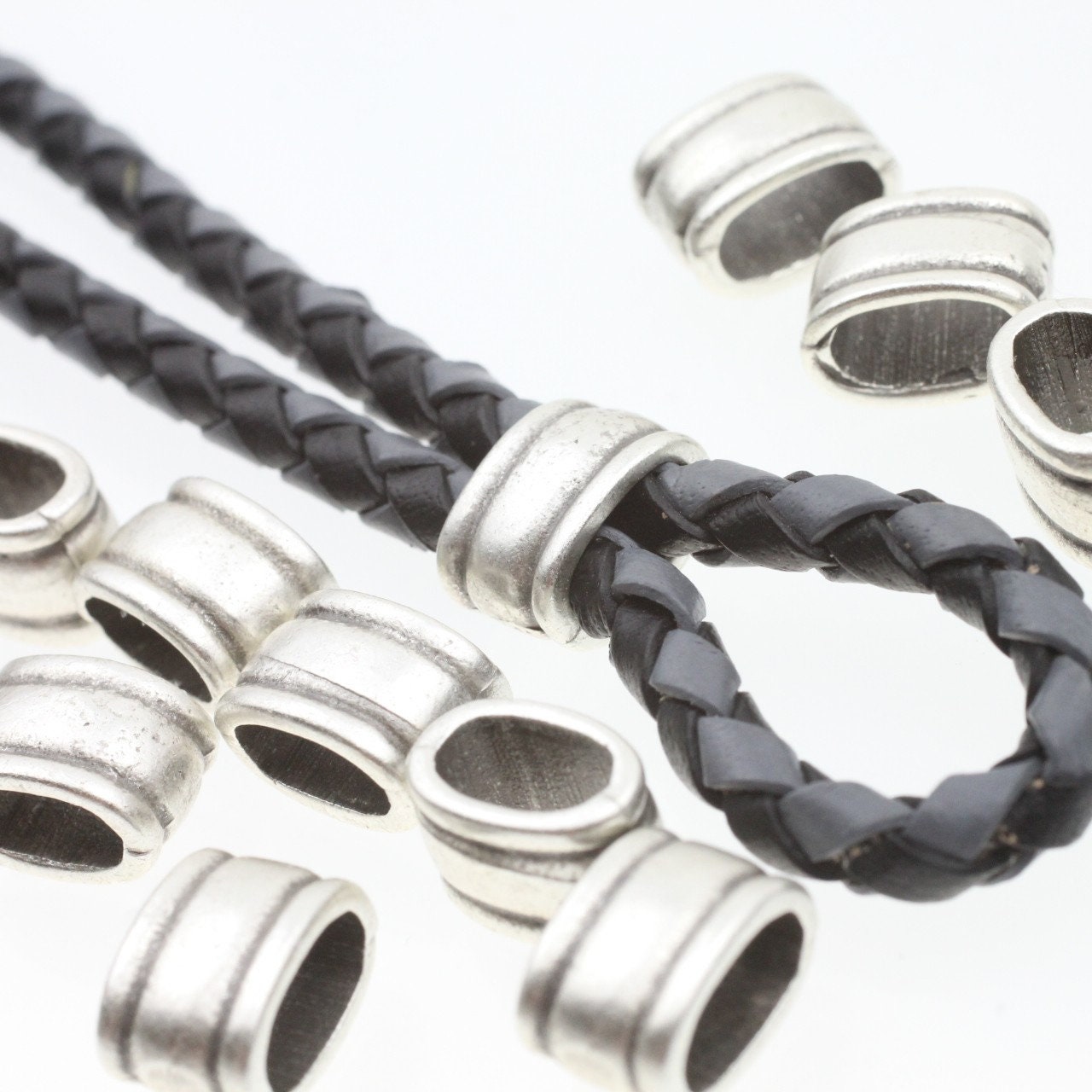 Lot perle intercalaire tube argenté pour bijoux 9mm, perles apprêts
