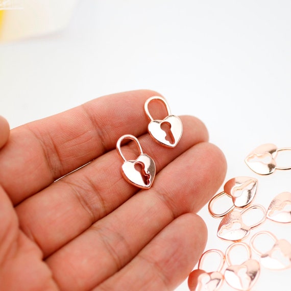 10 Padlock Charms, Love Charms, Padlock Pendants, Earrings