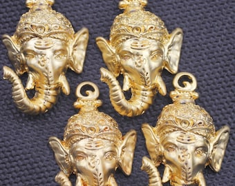 Elephant Ganesha Charms, Elephant Pendant,24k Gold Plated, High Quality Jewelry Supplies for Wholesale Price, 1 pcs. ZM735go