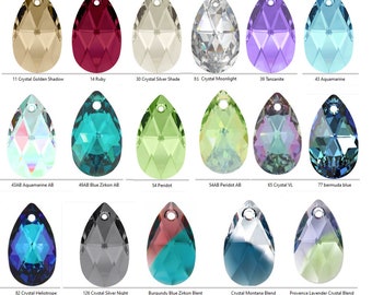 6106 Cristalli Swarovski a forma di pera da 22 mm perfetti per orecchini e pendenti, ciondoli con pietre preziose a forma di goccia in cristallo Swarovski