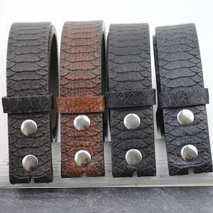 Leather Belt Strap, Python Embossed Genuine Leather, Buckleless Replacement Belt, Snap Belt For Interchangeable Buckles - 800-Ledregürtel