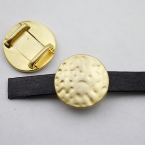 5 Silver Round Hammered Slider, Component for Flat Lether and Cord Bracelet, Matte Gold Plated, Wholesale Price, ZM315mg