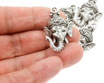 Elephant Ganesha Charms, Elephant Pendant, Silver Plated, Antique Silver Tone, High Quality, Jewelry Supplies for Wholesale, 1 pcs. ZM735as