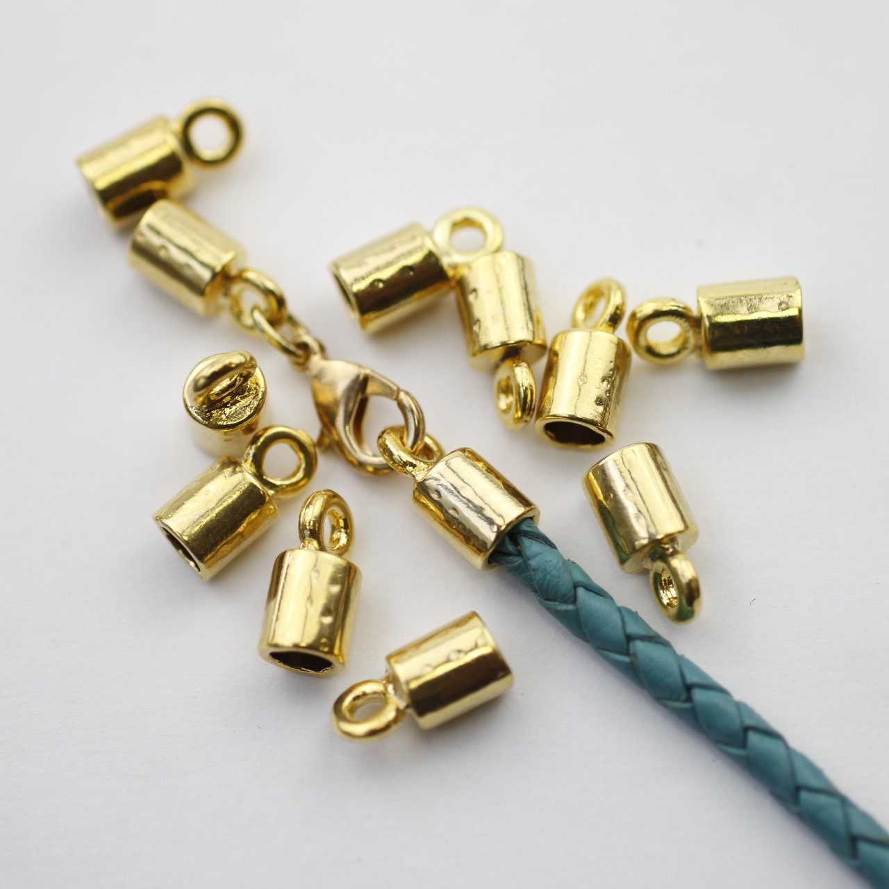 小物 EndlessEight 10 Gold End Caps, Leather End Caps, Tassel Caps, Kumihimo Caps