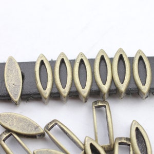 20 Slider Beads, Beads for jewelry, Antique Bronze Beads, Beads Necklace, flat Leather beads, Bracelet Sliders, Jewelry Accessories, ZM304ab