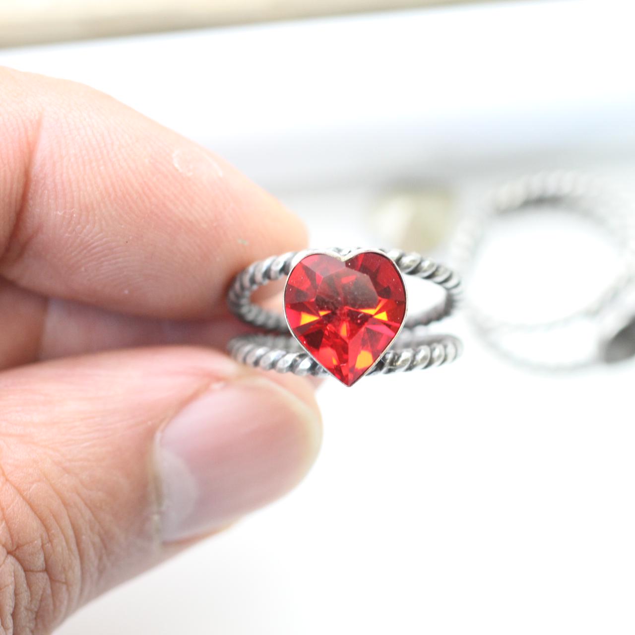 Swarovski Crystal Heart Ring, Statement Ring, Sparkling Ring, Gift 