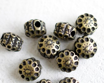 10 Flower Beads, Spacer Beads, Antique Bronze Zamak Beads, Metal Spacer Beads, High Quality Wholesale Beads, Jewelry Making, zm92ab
