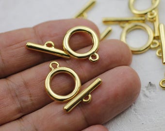10 Gold Toggle Clasps, 24K Gold Plated Jewelry Clasps, Clasps For Bracelet, Clasps For Necklace, Wholsale Jewelry Making Supply. ZM669go