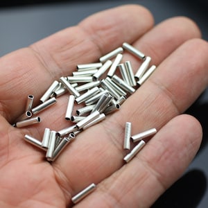 50 Tube Beads for Jewelry, Long Cylinder Bead, Silver Plated Beads, Jewelry Supplies, Long Spacer Beads, Silver Tube Spacer 10 mm ZM683as