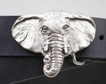 Signed PAQUETTE Elephants Belt Buckle Vintage Statement  display picture 2