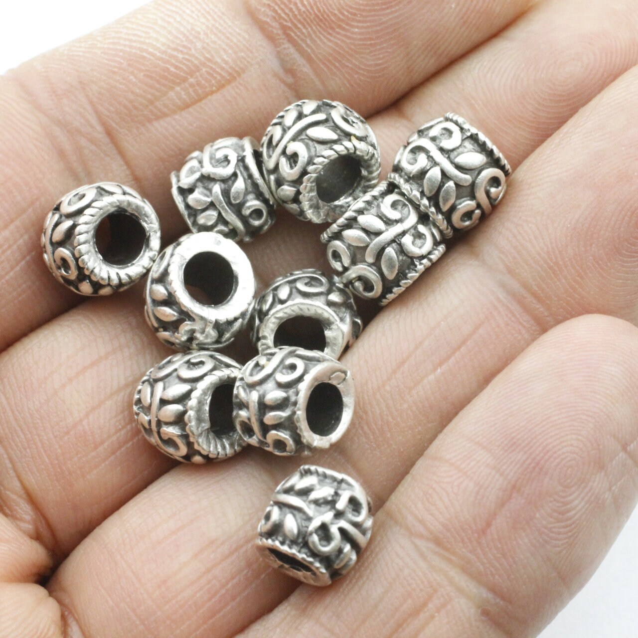 Perles Métal Rayher – Argent Ancien – 11mm, Trou 4mm – Lot De 3 – Neuves