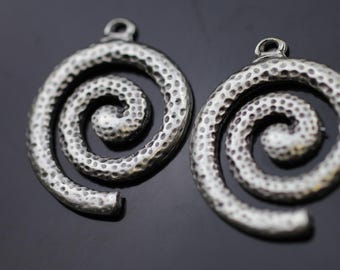 1 pendentif à breloques spirale en argent antique, accessoires pour fabrication de boucles d'oreilles, fabrication de bijoux, ZME127