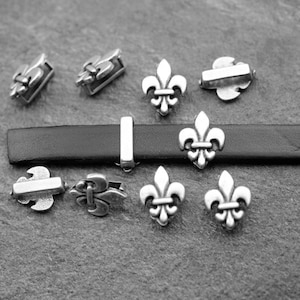 10 Fleur De Lys, Slider for Leather Bracelet, Slider Beads, Beads Spacers, Jewelry Making Supply, Wholesale Beads, Jewelry Supplies, ZM467as