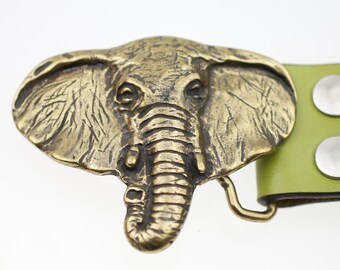 Vtg 70s Elephant Belt Buckle Gold BOHO Style Retro 5.5” Heavy Metal Large 80s Vintage Elephant Belt Buckle Gold BOHO Style Retro 5 1/2  main image 3