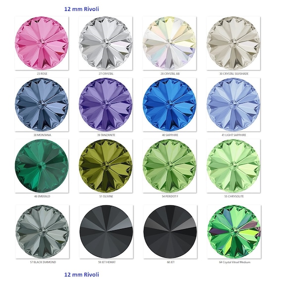 12 Mm Swarovski Crystal 1122 Rivoli Round Stones Crystals, Various