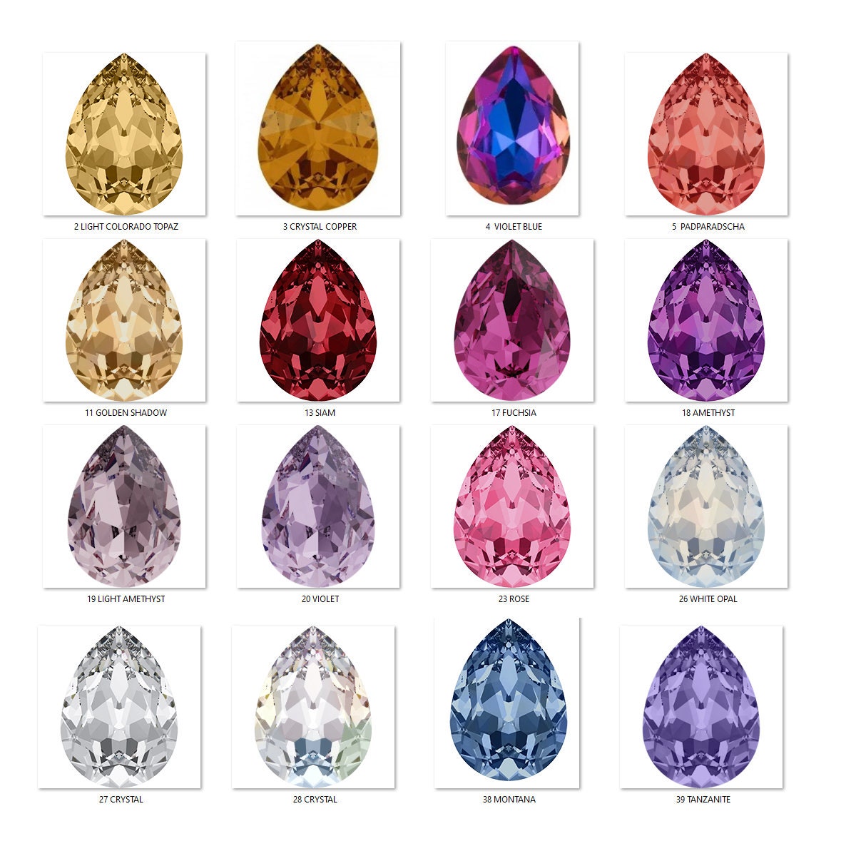 4320 ペアシェイプ スワロフスキー クリスタル 14 x 10 mm ペア