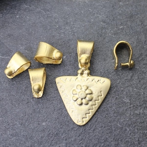 10 Matte Gold Bail Connector for Pendants, Gold Plated Bail, Brass Bail Findings, Pendant Bails, Pinch Bails, Charm Bail, Tiny Bail ZM864mg