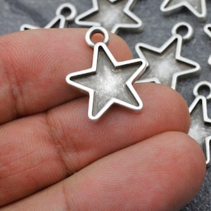 10pcs Silver Blank Bezel Base Setting, Star Bezel Charms, Bezel Cup Setting, Cabochon Base, Star Shaped Resin Bezel, Jewelry Making, ZM968
