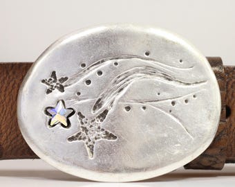 Belt Buckle Flower With 10 Mm Star Swarovski Crystal Aurora  display picture 3