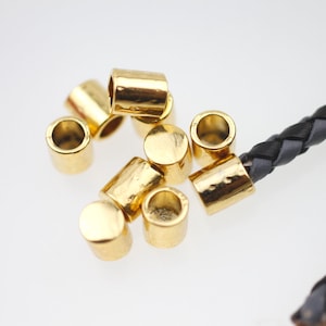 10 Cord End Caps, Gold End Caps, Round Cord Leather, Cord Terminators, Gold Tassel Caps, wholesale Jewelry Supplies, ZM585go