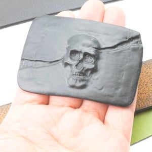 Skull Buckle, Design Belt Buckle, Belt Buckle,Matte Black Gothic Buckle, Gift for Him, Gift for Her, Handmade Leather Belt Buckle, GS23mb