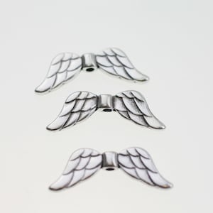 10 Silver Wings Pendants, Large Wings Beads, Angel Wings, Jewellery Making Supplies, Antique Silver High Quality, Necklace Bracelet, ZM504as