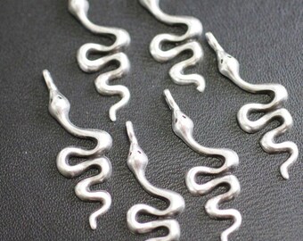 10pcs Snake Charms, Snake Charms Pendant, Sterling Silver Plated Snake Earring Charm, Animal Charms, Wholesale Snake Charms Findings ZM1077