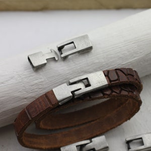 5 armbandsluitingen, in elkaar grijpende sluitingen, matzwart, sluiting voor armband, sieraden, haaksluiting voor leren koord, ZM695ds