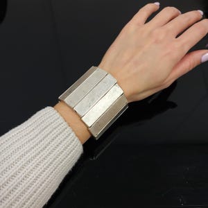 Silver Chunky Bracelet, Adjustable Bracelet, Stretch Bracelet, Handmade Bracelet, Large Bracelet, Boho Bracelet, Bracelet for Women, B1083