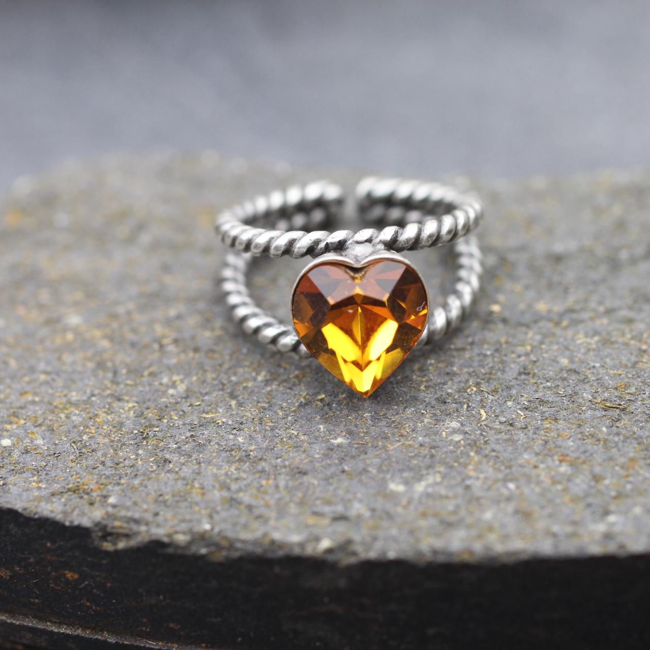 Swarovski Crystal Heart Ring, Statement Ring, Sparkling Ring, Gift