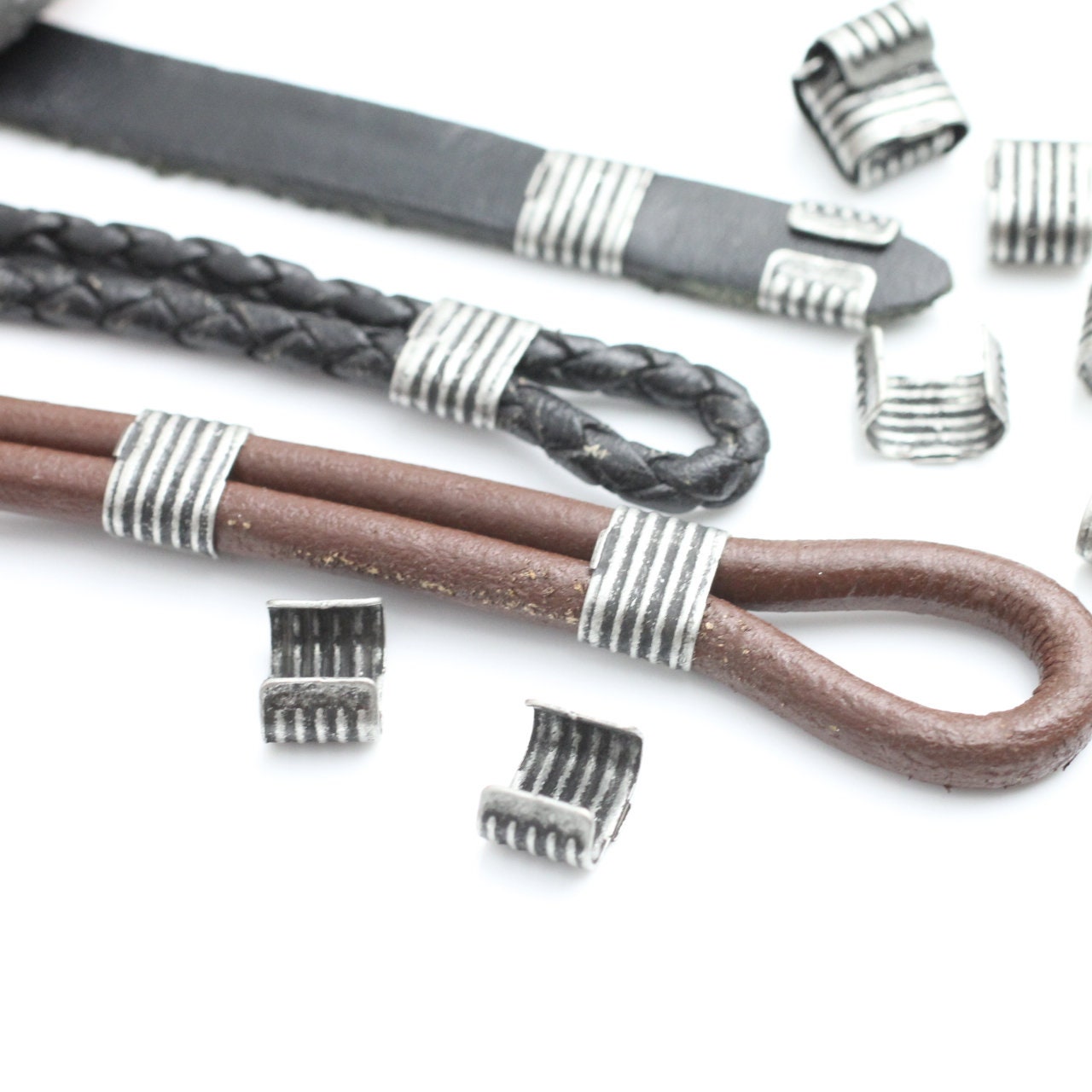 Cashmere Crimp 20 Dark Silver Crimp Fastener, Fold Over Crimp Leather Clasp, Leather ...