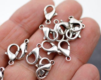 20pcs Silver Lobster Clasps, Jewelry Clasps,Antique Silver Clasps, Zamak Lobster, Claw Clasps, Lobster Claw Clasps, Chain Connector ZM1091as
