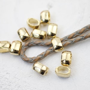 10 Slider Beads, Gold Plated Beads, Pewter Beads, Bracelet Beads, Clasp Beads, Metal Beads, Bracelet Clasps, Wholesale Beads, ZM191go