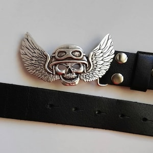 Skull biker belt buckle, Angle of death belt buckle, Motorcyle rider accessory, Rocker belt buckle, Gothic belt buckle,Silver buckle GS264as