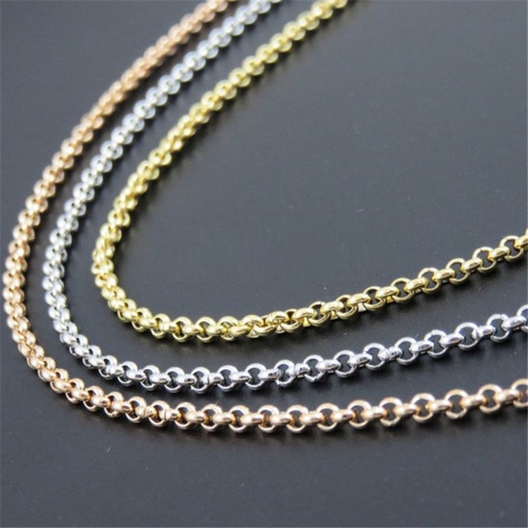 2 Mm Round Rolo Chain for Jewelry Making, Gold Chain, Silver Chain ...
