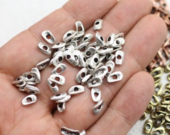 Perle Distanziali In Metallo A Forma Di Ali - Argento Antico, 50 Mm, Confezione Da 10 Pezzi