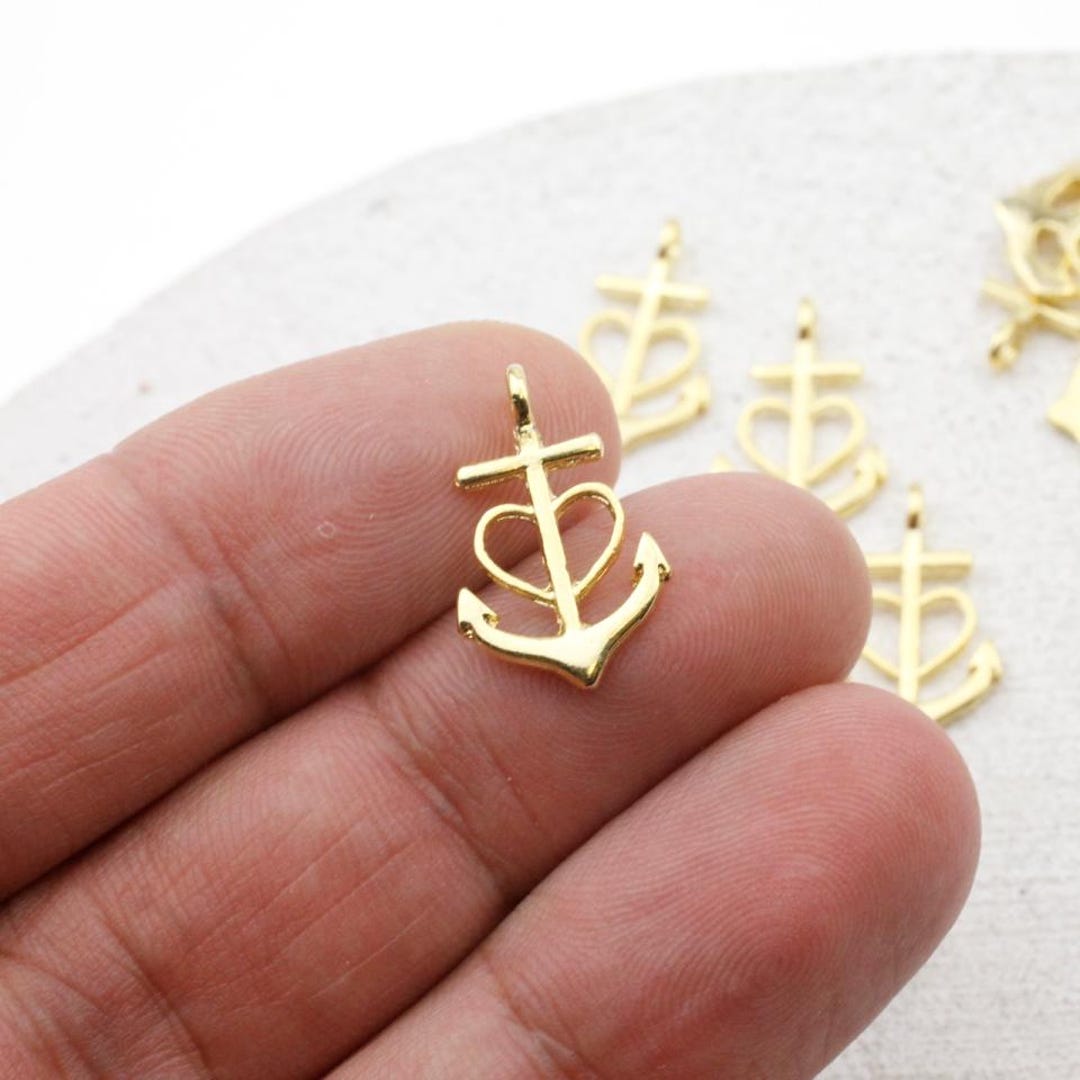 20 信仰愛希望アンカーチャームペンダント、ラブチャーム、24K