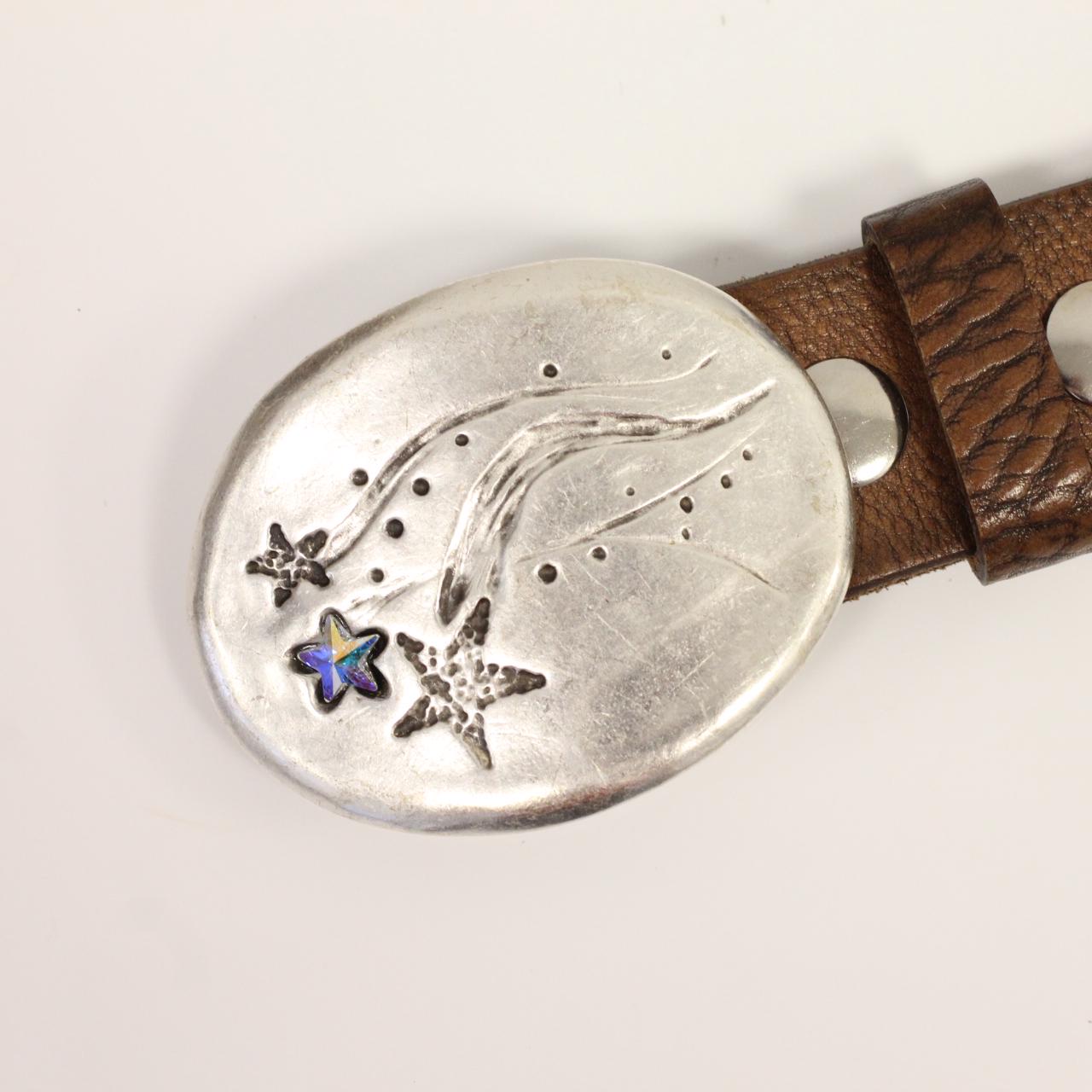 Belt Buckle Flower With 10 Mm Star Swarovski Crystal Aurora  display picture 1
