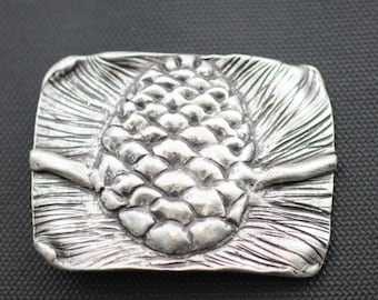 Fir Cone Belt Buckle, Silver Belt Buckle, Nature Buckle, Rectangle Buckle, Belt Material, Belt Suspender, Christmas Gift Belt, GS162